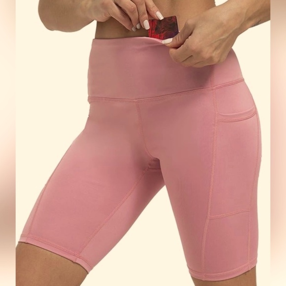 High Waist Biker Yoga Workout Shorts with Pockets